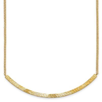 Belk & Co 14K Yellow Gold Polished and Diamond-cut Bar Double Chain with 2-inch Extension Necklace, 16 in