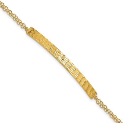 Belk & Co 14K Yellow Gold Polished and Diamond-cut Bar Double Chain with 0.75-inch Extension Bracelet, 7 in