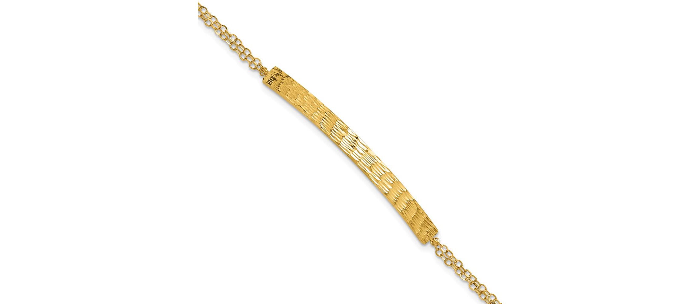 14K Yellow Gold Polished and Diamond-cut Bar Double Chain with 0.75-inch Extension Bracelet