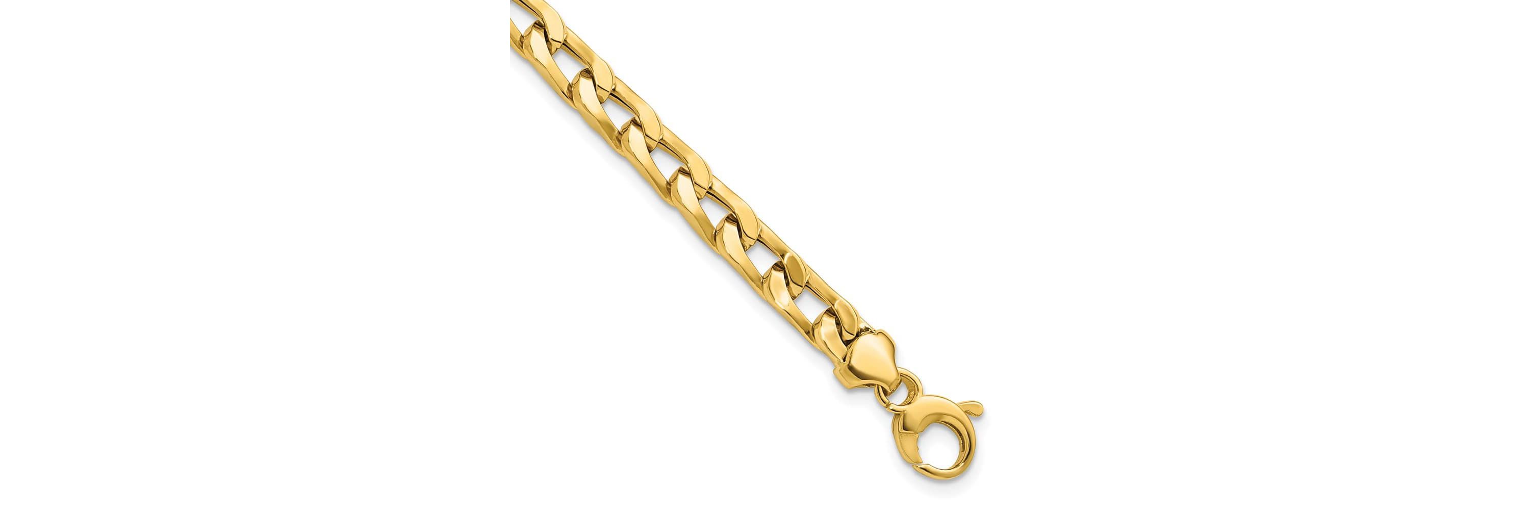 14K Yellow Gold Polished Fancy Long Curb Link Bracelet
