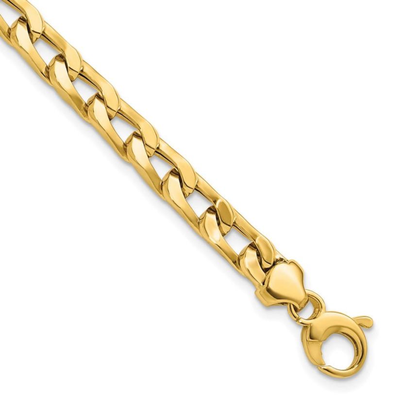 14K Yellow Gold Polished Fancy Long Curb Link Bracelet