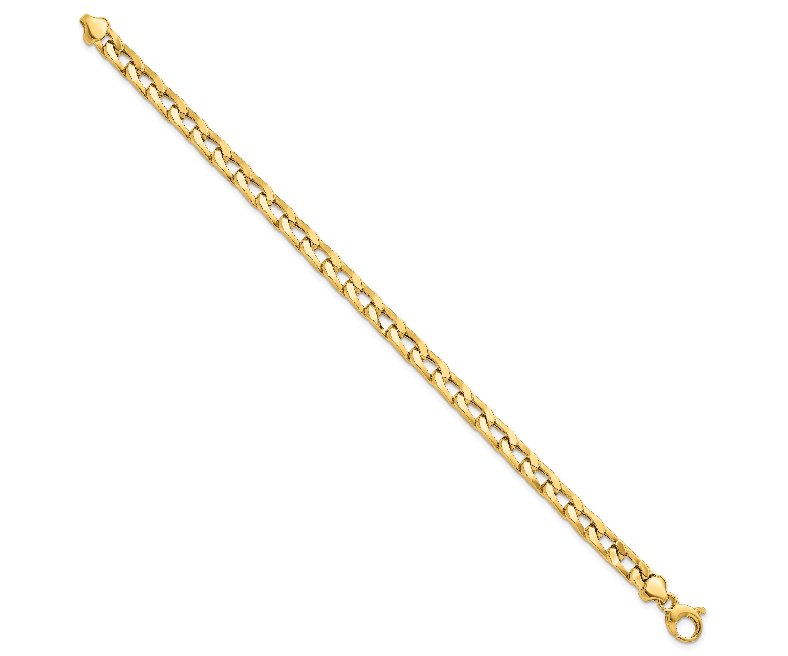 14K Yellow Gold Polished Fancy Long Curb Link Bracelet