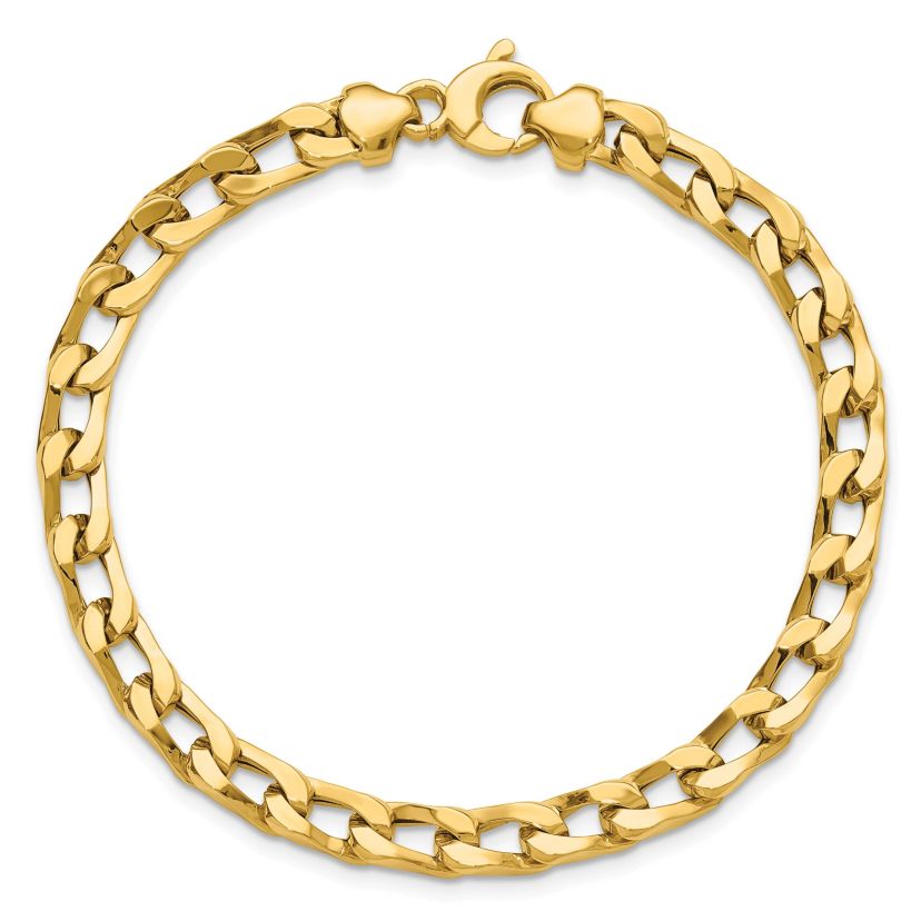 14K Yellow Gold Polished Fancy Long Curb Link Bracelet
