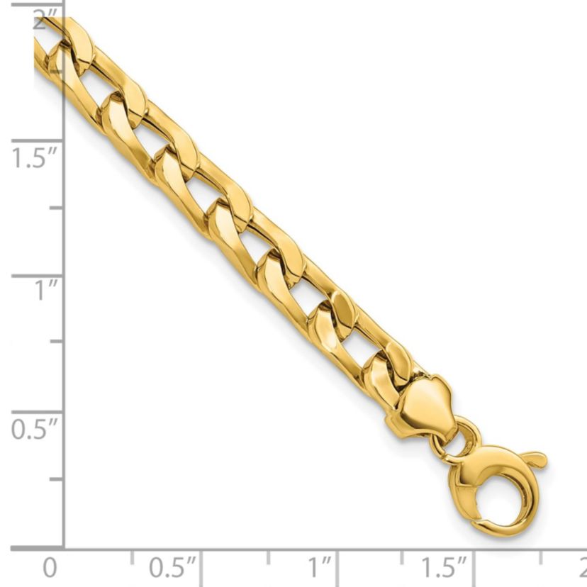 14K Yellow Gold Polished Fancy Long Curb Link Bracelet
