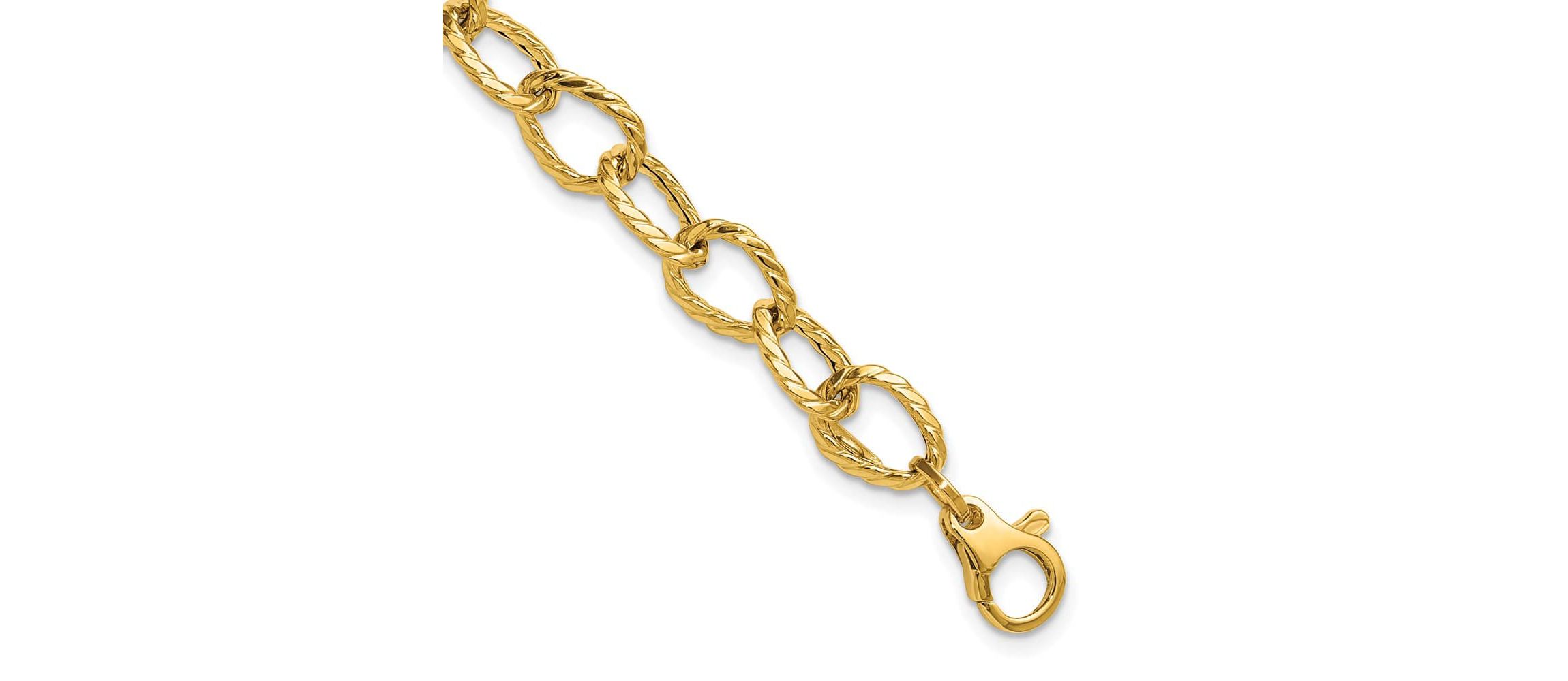 14K Yellow Gold Polished and Twisted Fancy Link Bracelet