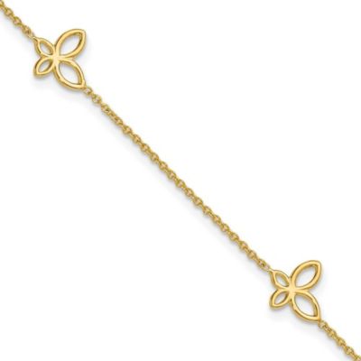 Belk & Co 14K Yellow Gold Polished Butterfly Station 9-inch Plus 1-inch Extender Anklet