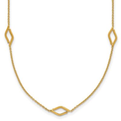 Belk & Co 14K Yellow Gold Polished Diamond-shaped Station with 2-inch Extension Necklace, 16 in