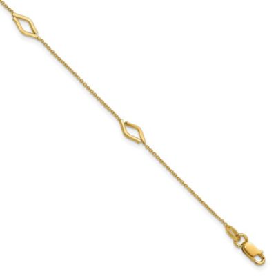 Belk & Co 14K Yellow Gold Polished Diamond-shaped Station with 1-inch Extension Bracelet, 7 in