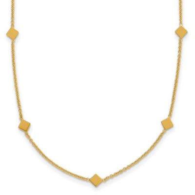 Belk & Co 14K Yellow Gold Polished Diamond-shaped Disk Station with 2-inch Extension Necklace, 16 in