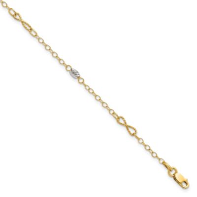 Belk & Co 14K Yellow and White Gold Polished and Diamond-cut Bracelet