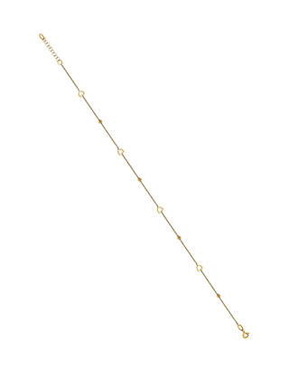 14K Yellow Gold Polished and Diamond Cut Heart with 1 Inch Extender Anklet