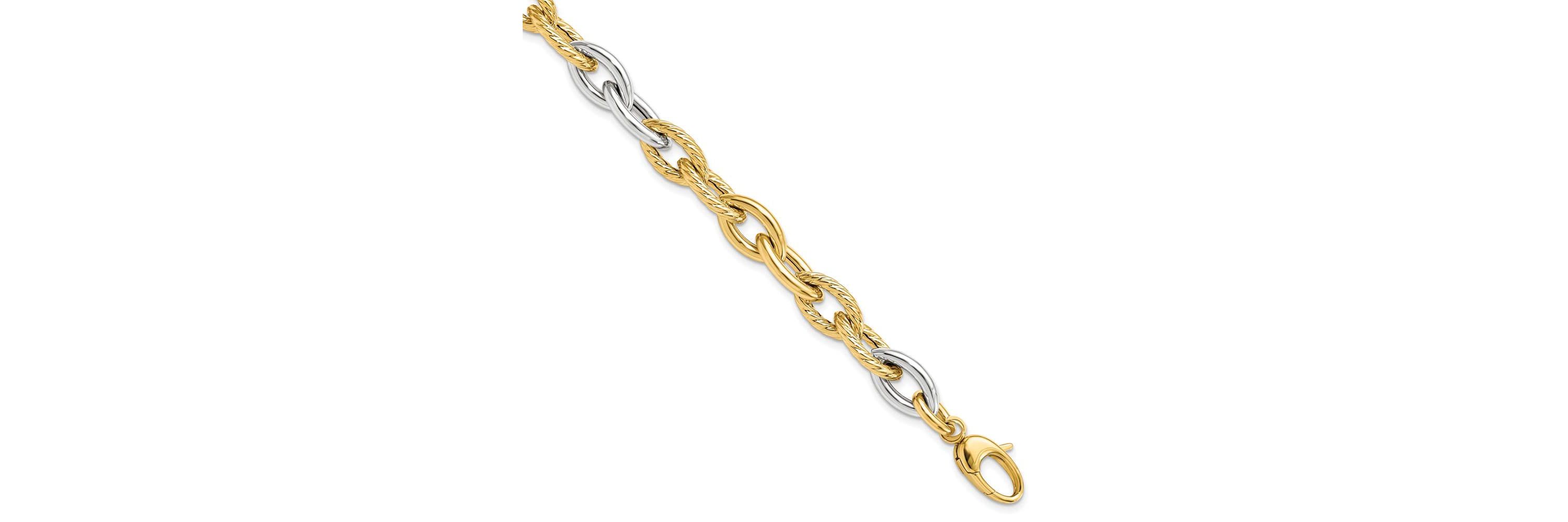 14K Two-tone Polished Fancy Link Bracelet