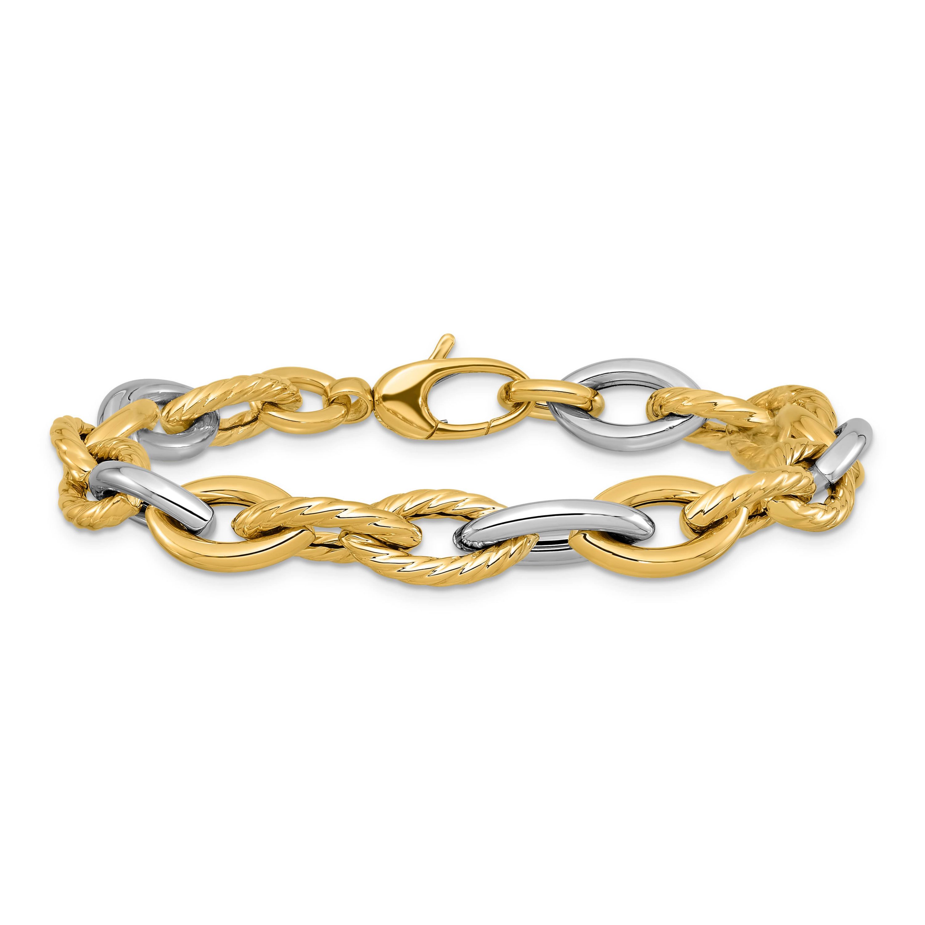 14K Two-tone Polished Fancy Link Bracelet