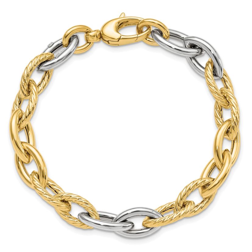 14K Two-tone Polished Fancy Link Bracelet