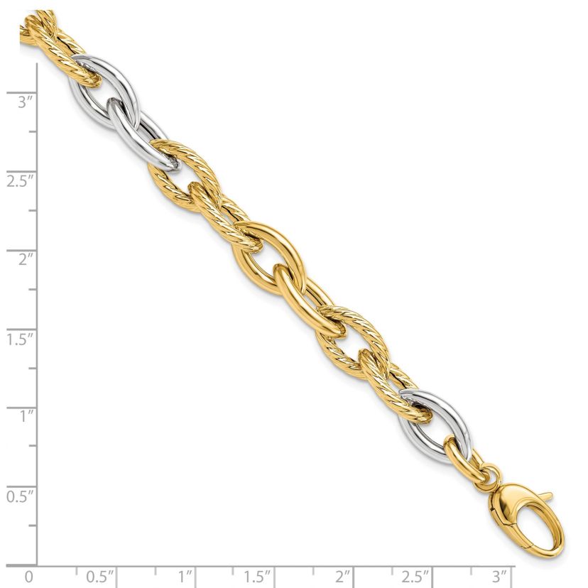 14K Two-tone Polished Fancy Link Bracelet
