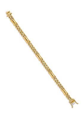 Mens 14K Yellow Gold 7.5 Millimeter Hand-Polished Fancy Link Bracelet