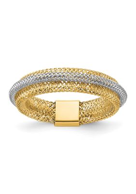 Belk  Co 14K Two Tone Polished Stretch Ring Yellow