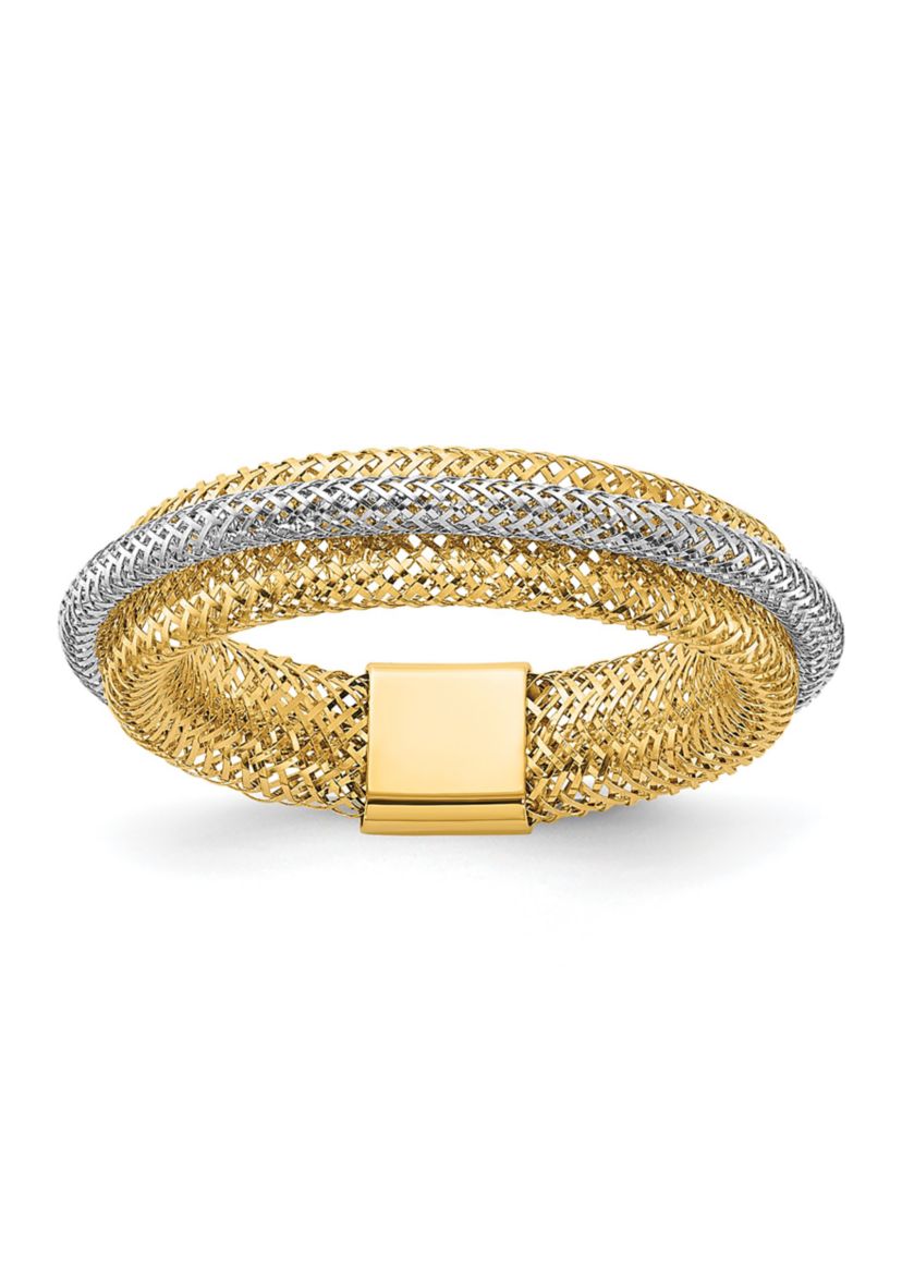 14K Two Tone Polished Stretch Ring