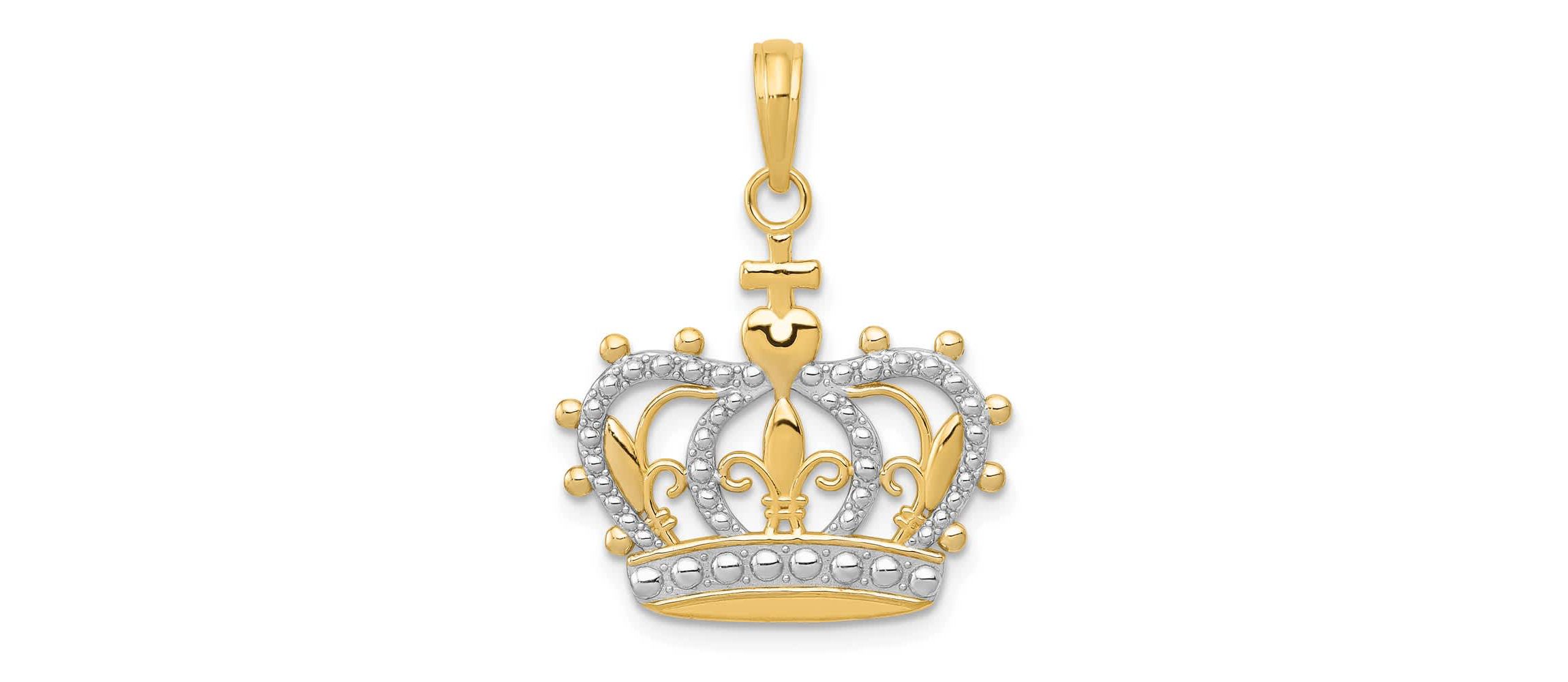 14K Yellow Gold Rhodium-plated Crown Pendant