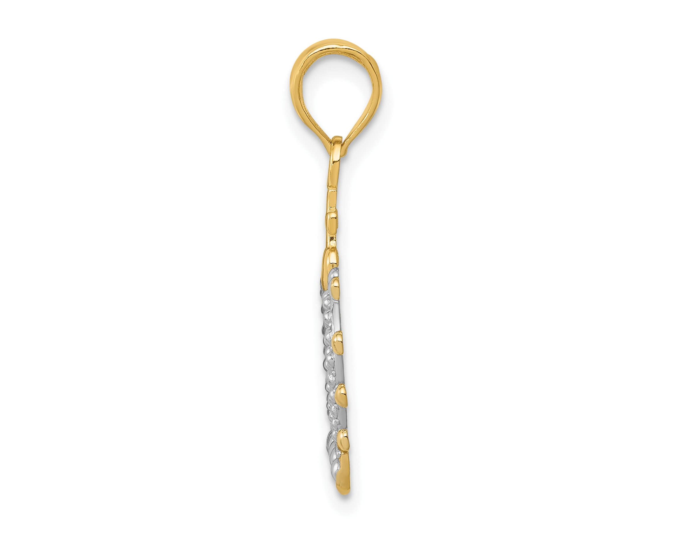 14K Yellow Gold Rhodium-plated Crown Pendant