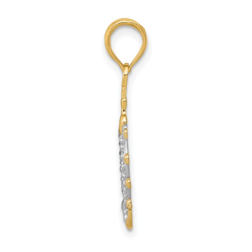 14K Yellow Gold Rhodium-plated Crown Pendant