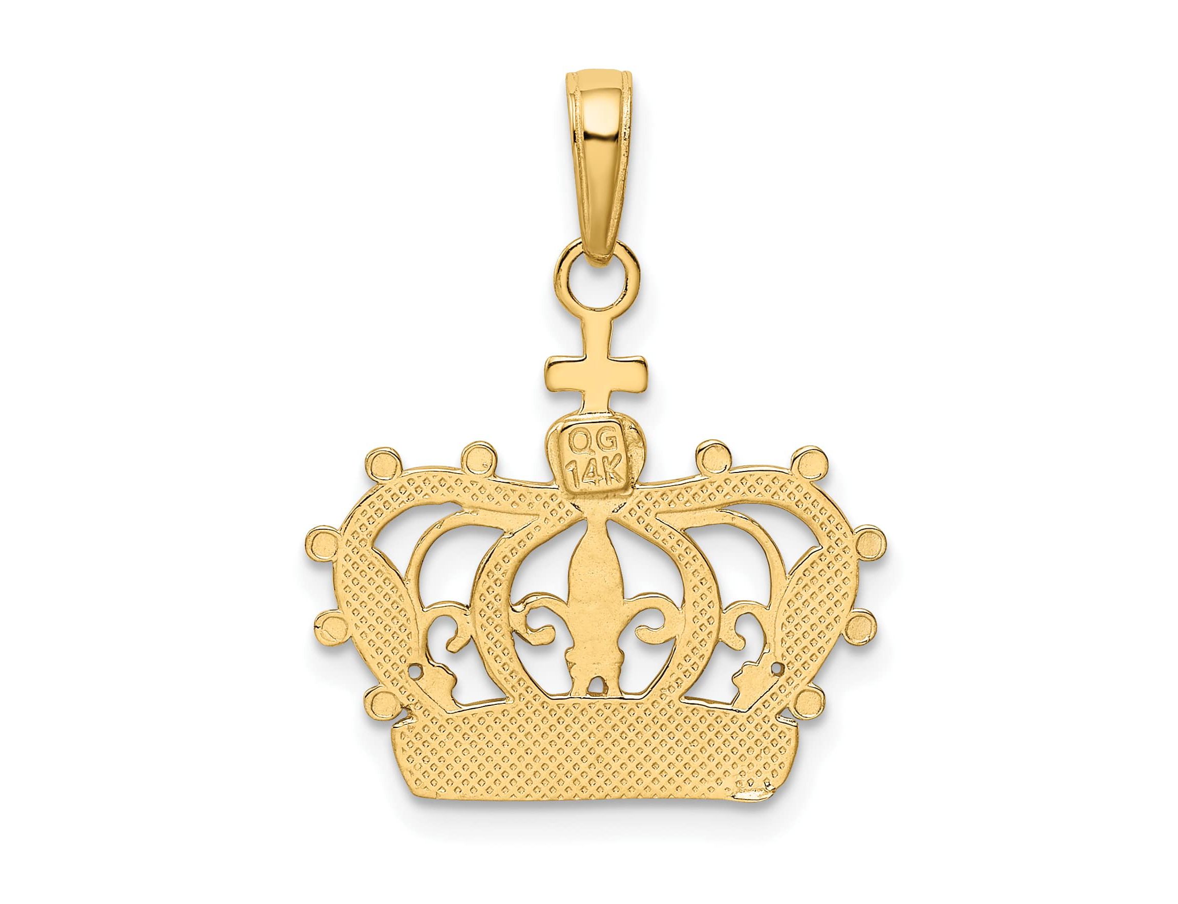 14K Yellow Gold Rhodium-plated Crown Pendant