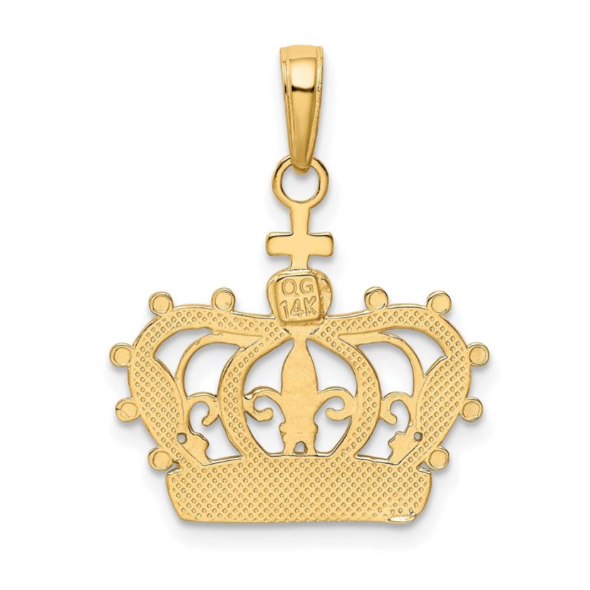 14K Yellow Gold Rhodium-plated Crown Pendant