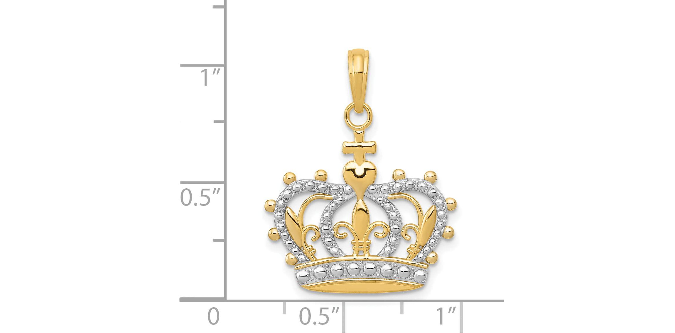 14K Yellow Gold Rhodium-plated Crown Pendant