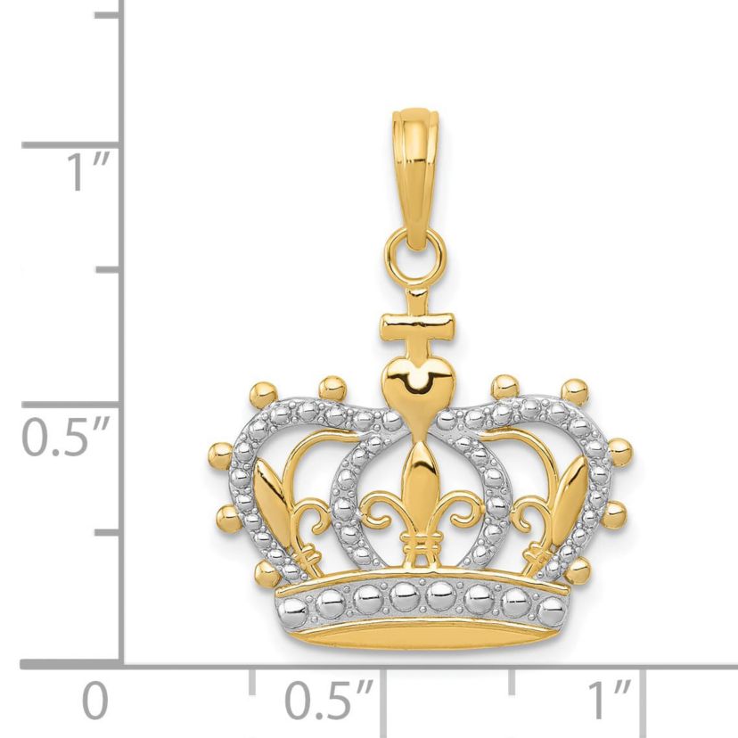 14K Yellow Gold Rhodium-plated Crown Pendant