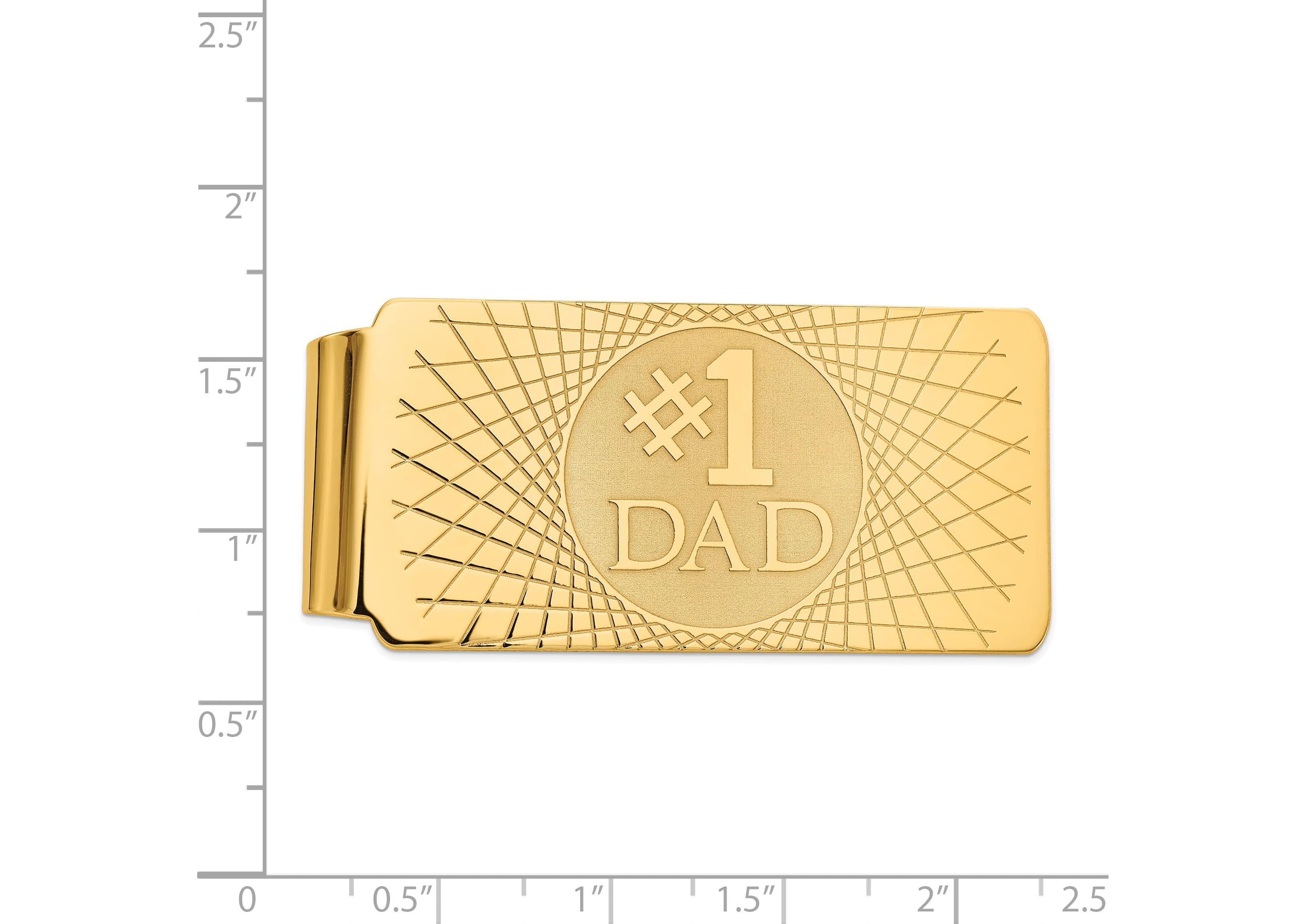 14K Yellow Gold #1 Dad Mens Money Clip