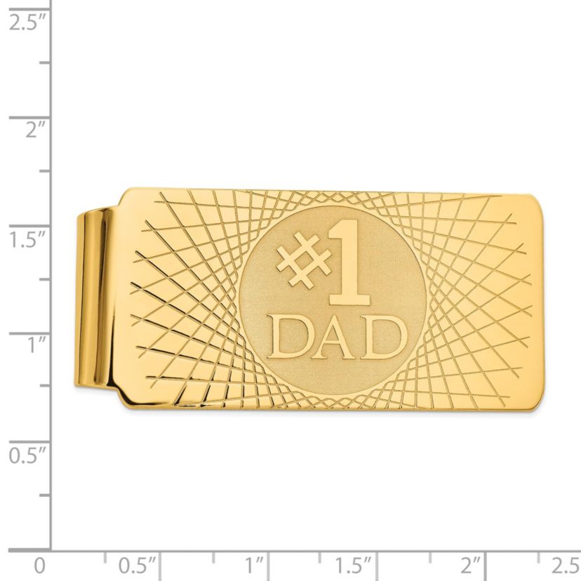 14K Yellow Gold #1 Dad Mens Money Clip