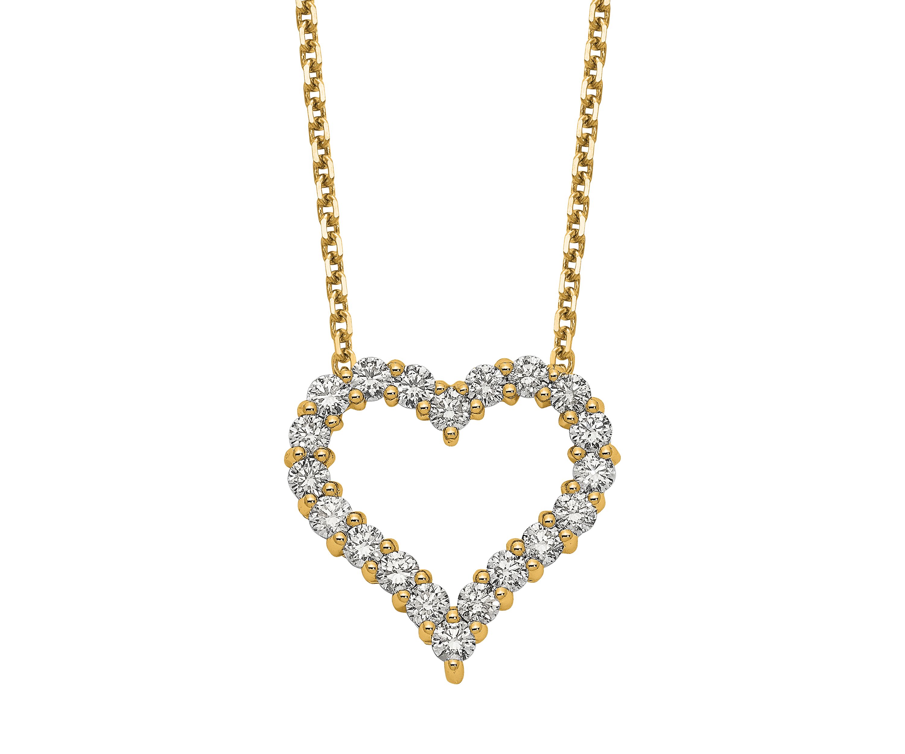 1 ct. t.w. Diamond Heart 18 Inch Necklace in 14K Yellow Gold