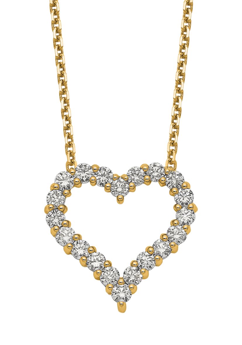 1 ct. t.w. Diamond Heart 18 Inch Necklace in 14K Yellow Gold