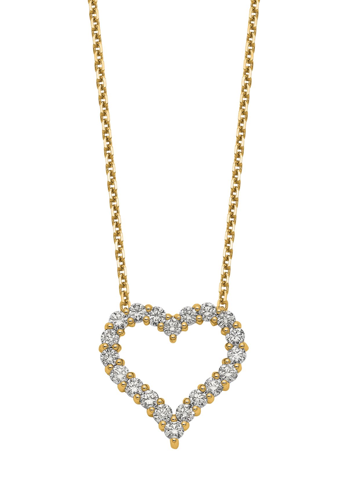 1 ct. t.w. Diamond Heart 18 Inch Necklace in 14K Yellow Gold
