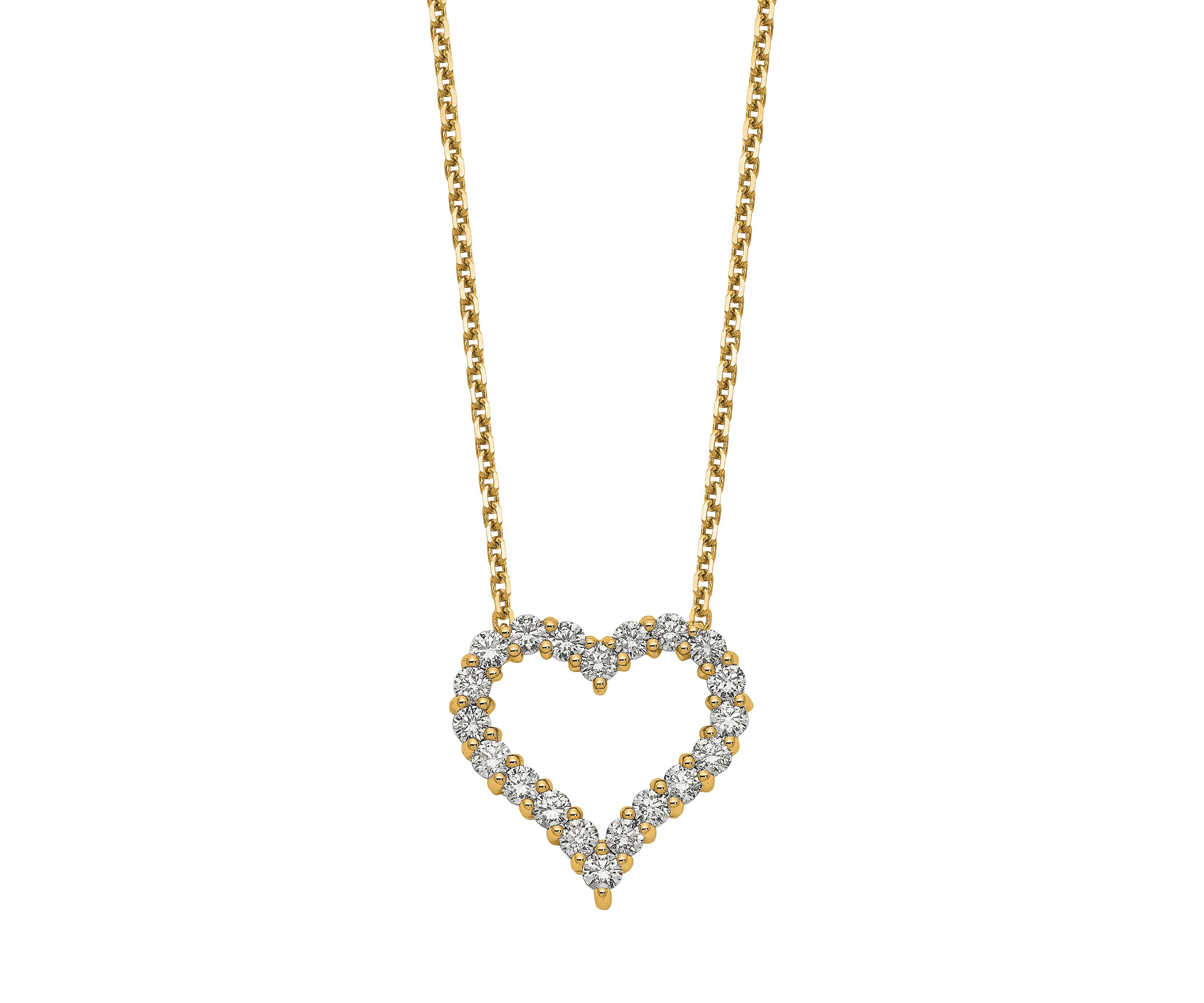 1 ct. t.w. Diamond Heart 18 Inch Necklace in 14K Yellow Gold