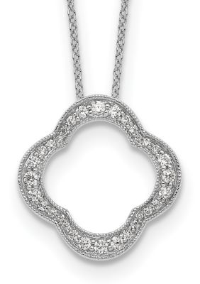 Belk & Co Lab Created 3/8 ct. t.w. Lab Grown Diamond VS+ F+ 18 Inch Quatrefoil Floral Necklace in 14K White Gold