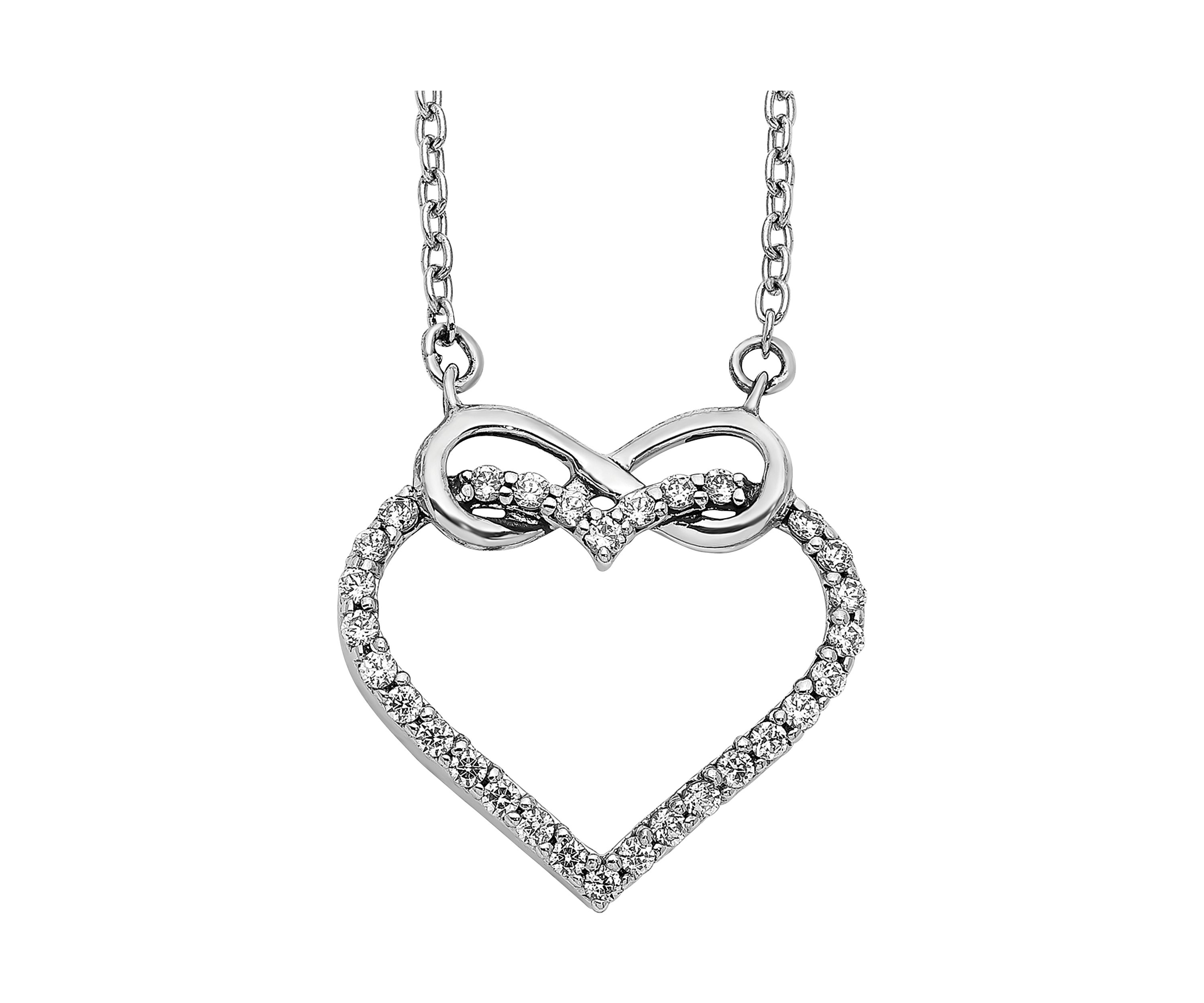 1/4 ct. t.w. Diamond Heart Infinity 18 inch Necklace in 14K White Gold