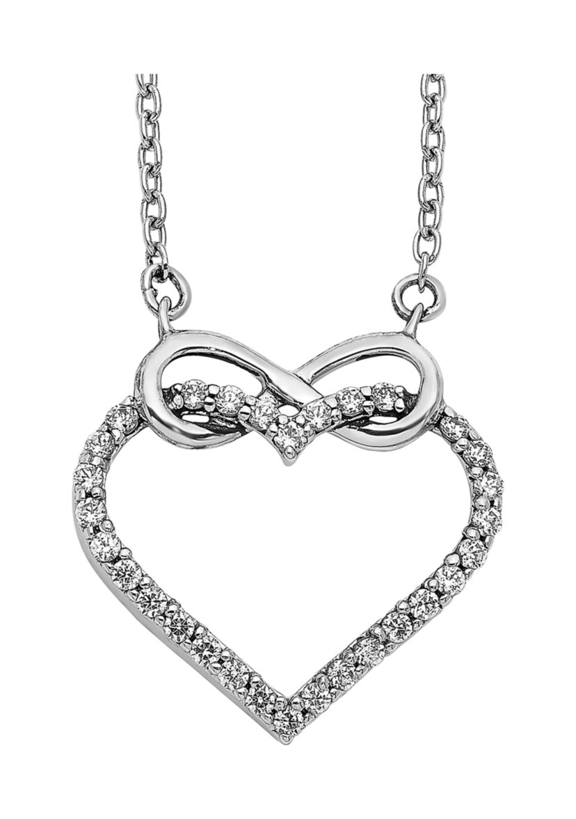 1/4 ct. t.w. Diamond Heart Infinity 18 inch Necklace in 14K White Gold