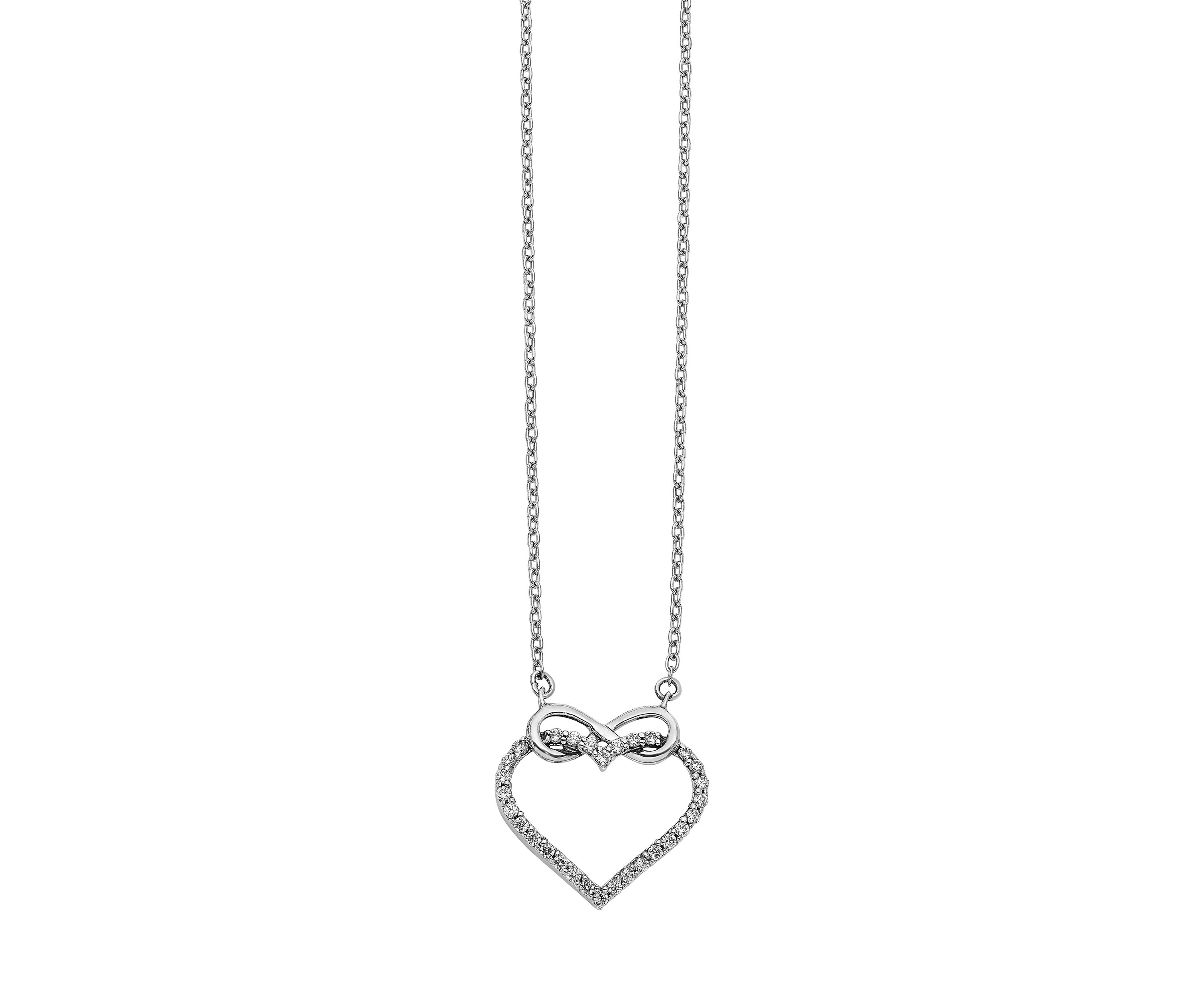 1/4 ct. t.w. Diamond Heart Infinity 18 inch Necklace in 14K White Gold
