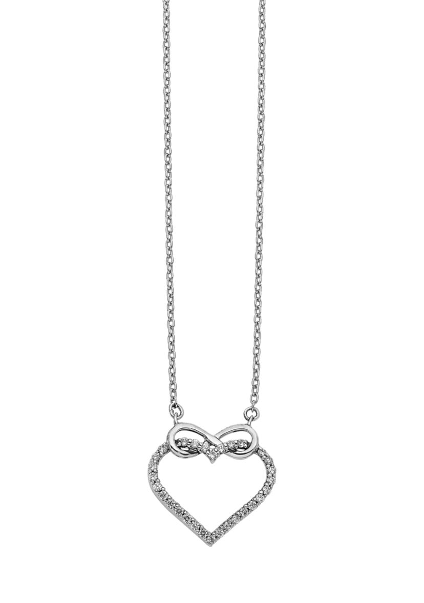1/4 ct. t.w. Diamond Heart Infinity 18 inch Necklace in 14K White Gold