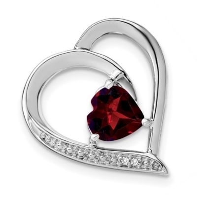 Belk & Co 1.37 ct. t.w. Garnet and 0.01 ct. t.w. Diamond Pendant in Rhodium-plated Sterling Silver, White