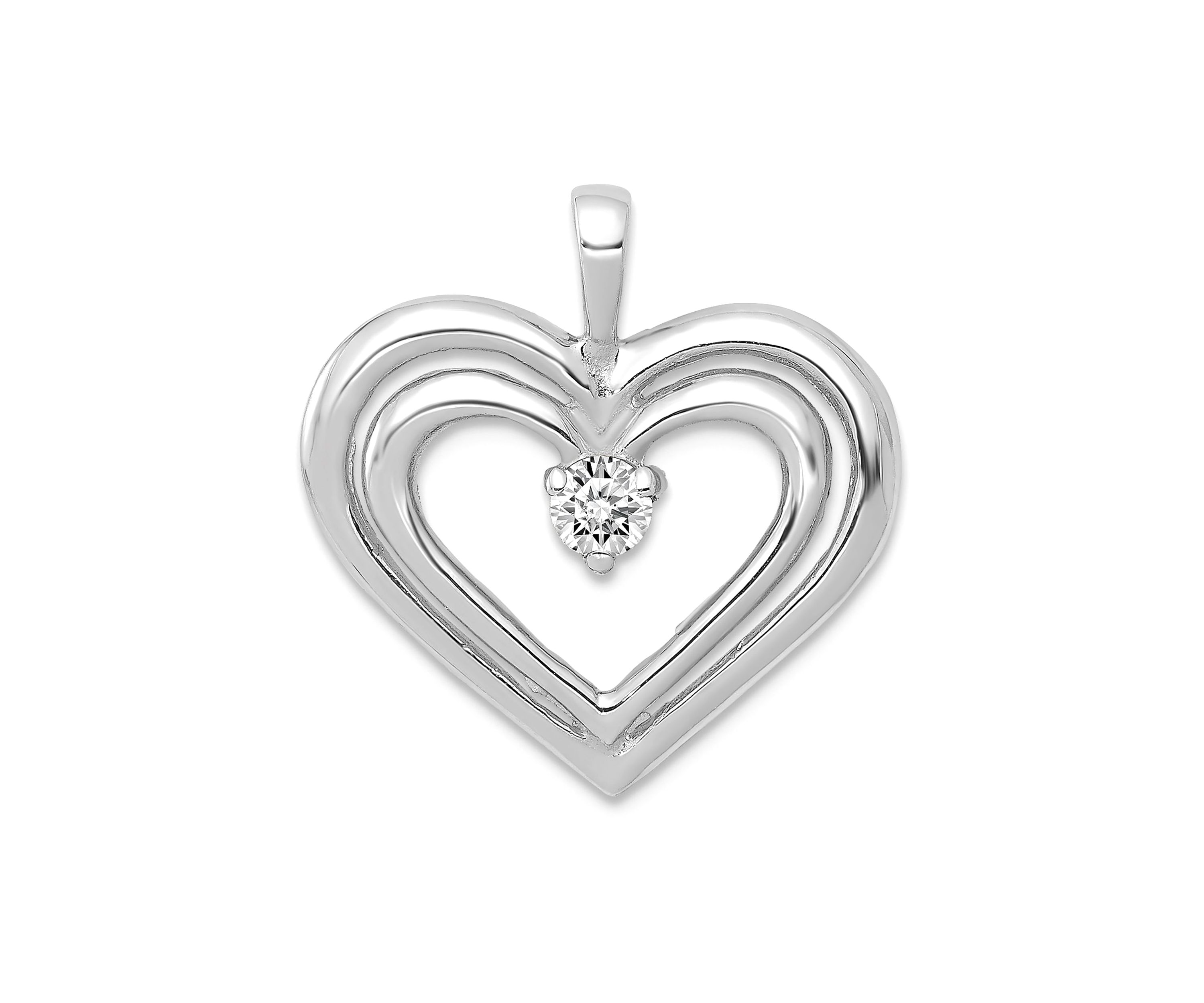 1/8 ct. t.w. AA Diamond Double Heart Pendant in 14K White Gold