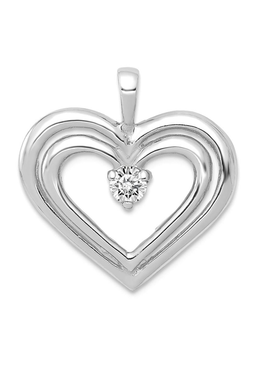 1/8 ct. t.w. AA Diamond Double Heart Pendant in 14K White Gold