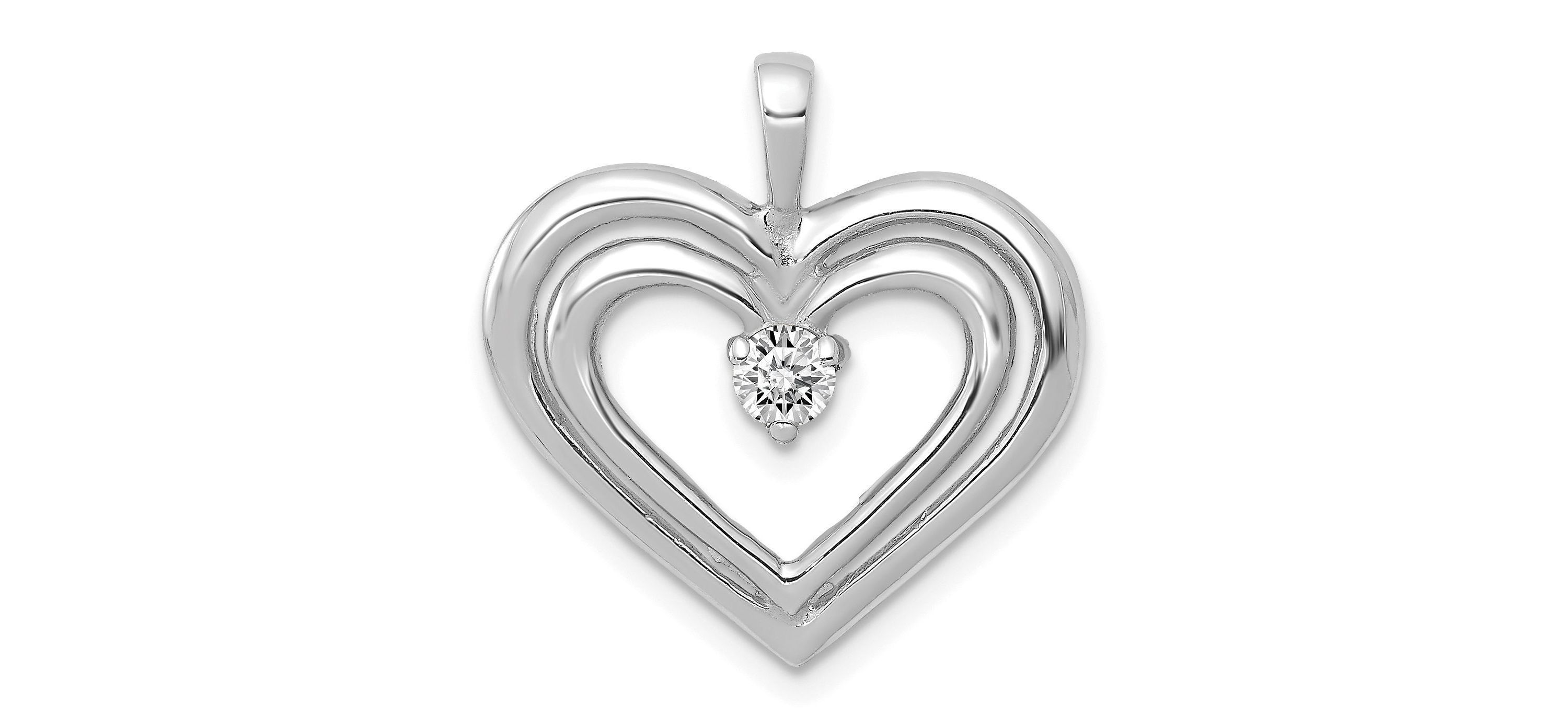 1/8 ct. t.w. AA Diamond Double Heart Pendant in 14K White Gold
