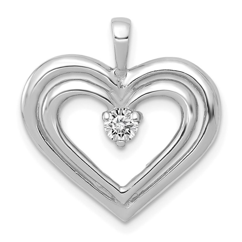 1/8 ct. t.w. AA Diamond Double Heart Pendant in 14K White Gold