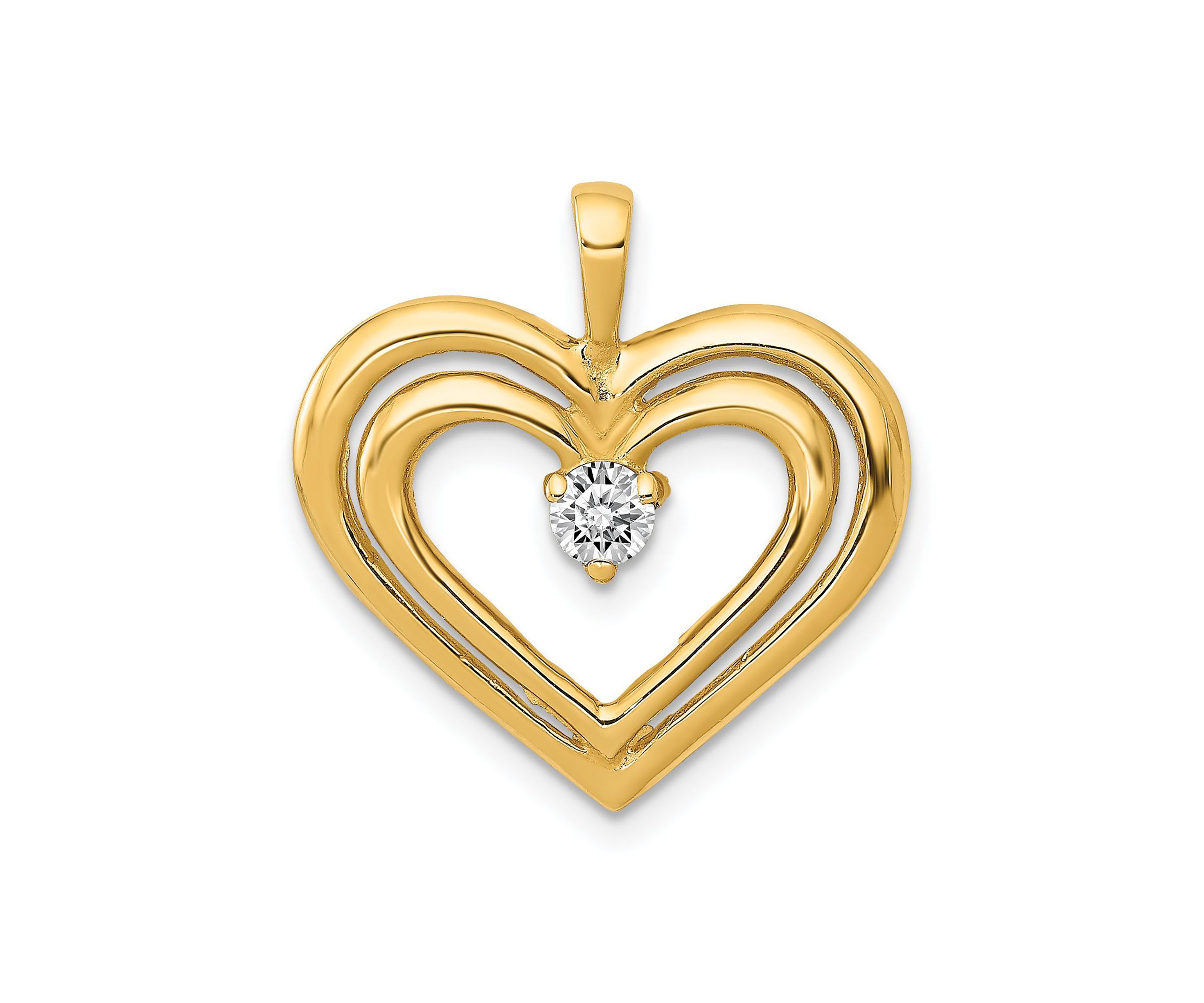 1/8 ct. t.w. AA Diamond Double Heart Pendant in 14K Yellow Gold