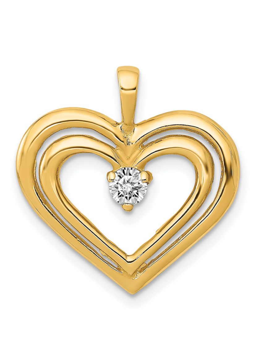 1/8 ct. t.w. AA Diamond Double Heart Pendant in 14K Yellow Gold