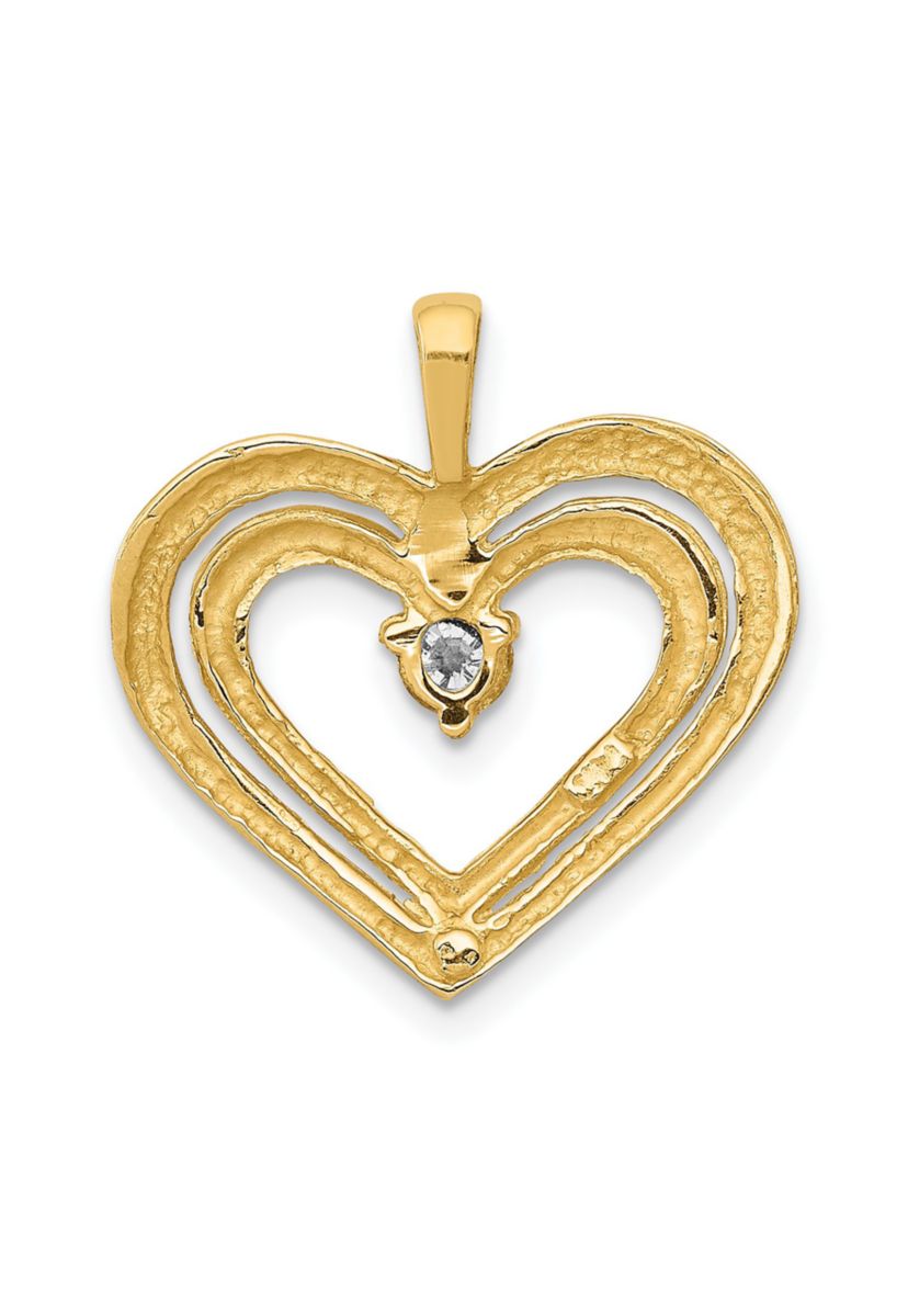 1/8 ct. t.w. AA Diamond Double Heart Pendant in 14K Yellow Gold