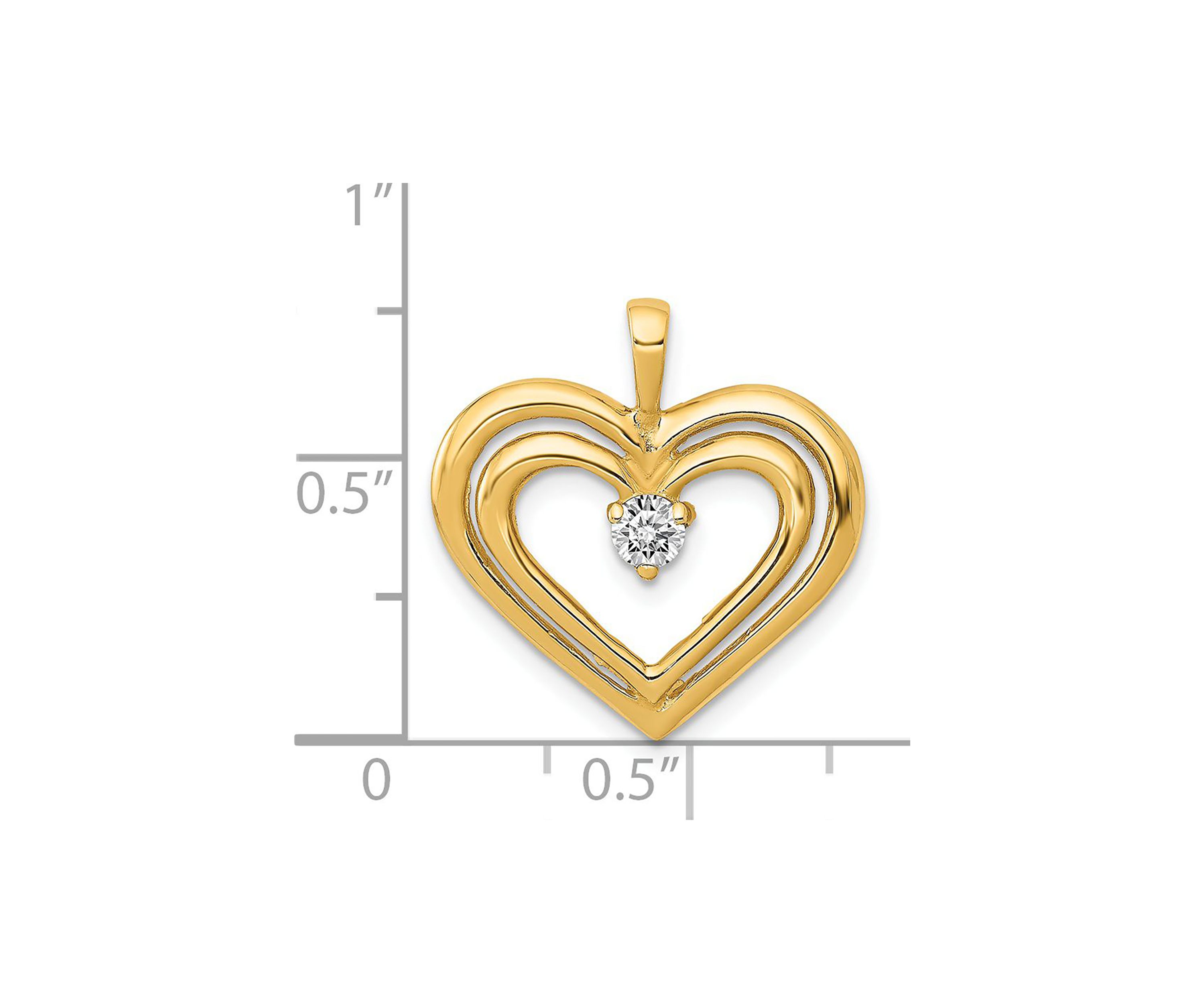 1/8 ct. t.w. AA Diamond Double Heart Pendant in 14K Yellow Gold