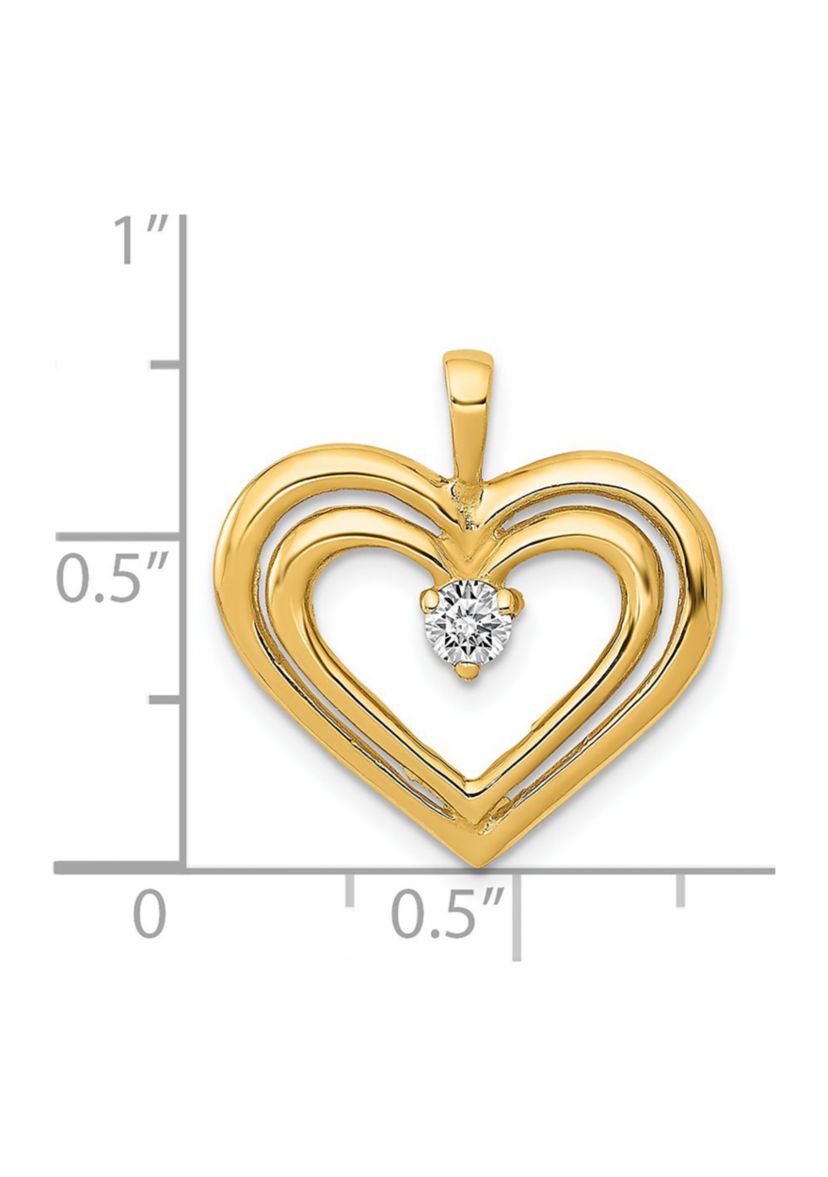 1/8 ct. t.w. AA Diamond Double Heart Pendant in 14K Yellow Gold
